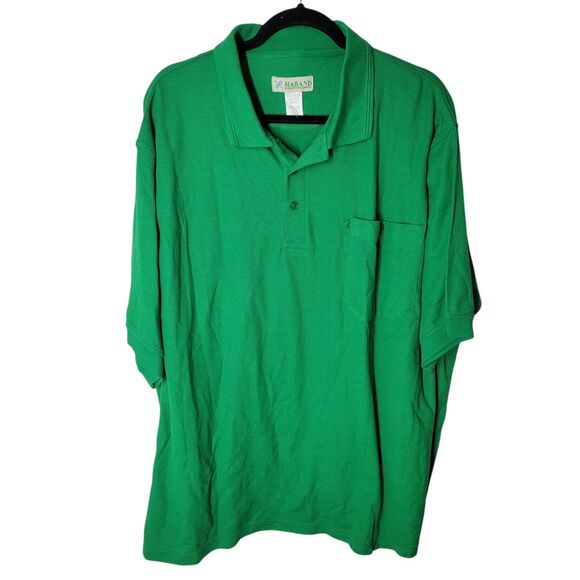 Haband Mens Sz XXL Green Solid Short Sleeve Polo Shirt - Picture 1 of 10